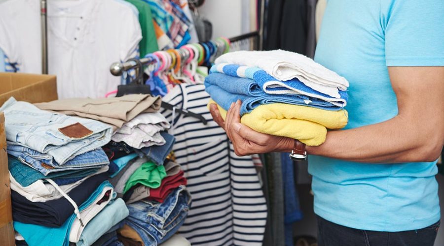 Sorting clean clothes