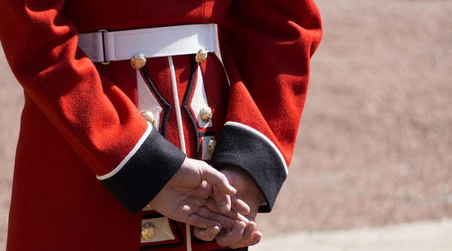 Traditional Queens guard in full uniform in London