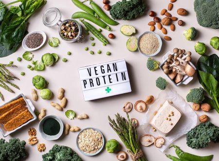 Variety of vegan, plant based protein food