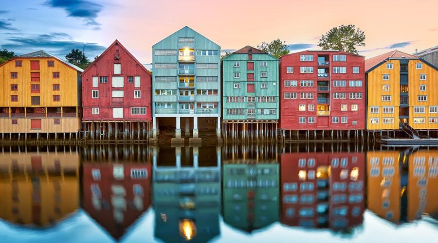 Colourful houses in Trondheim